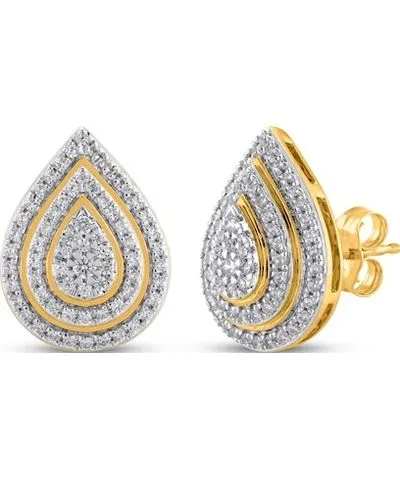 Kay Jewelers Multi-Diamond Teardrop Double Frame Stud Earrings 1/2 ct tw 10K Yellow